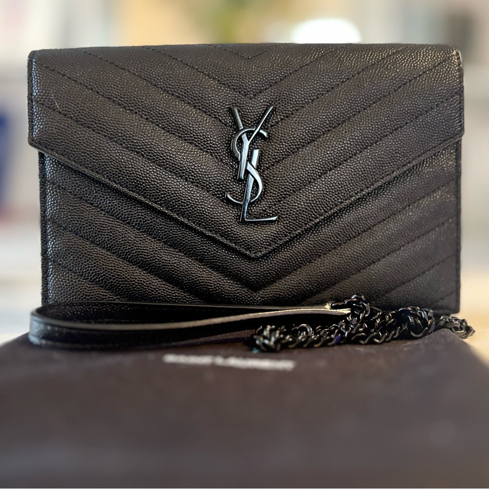 Yves Saint Laurent Black Quilted Leather Clutch